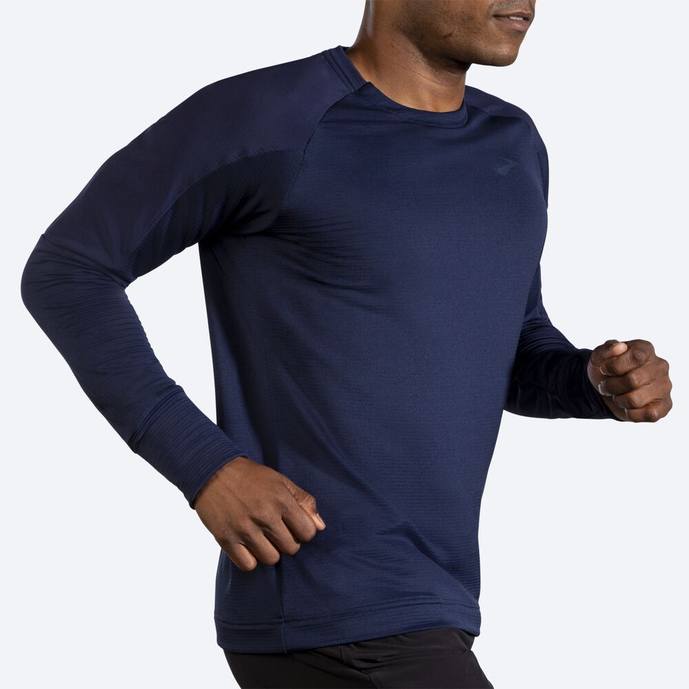 Brooks Notch Thermal Long Sleeve T-shirt Herr Marinblå | MHY-480963