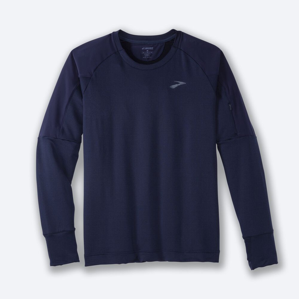 Brooks Notch Thermal Long Sleeve T-shirt Herr Marinblå | MHY-480963