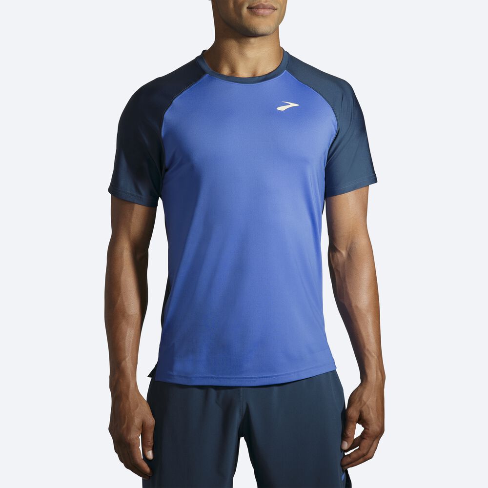 Brooks Run Within Short Sleeve T-shirt Herr Blå/Indigo | NCT-809236