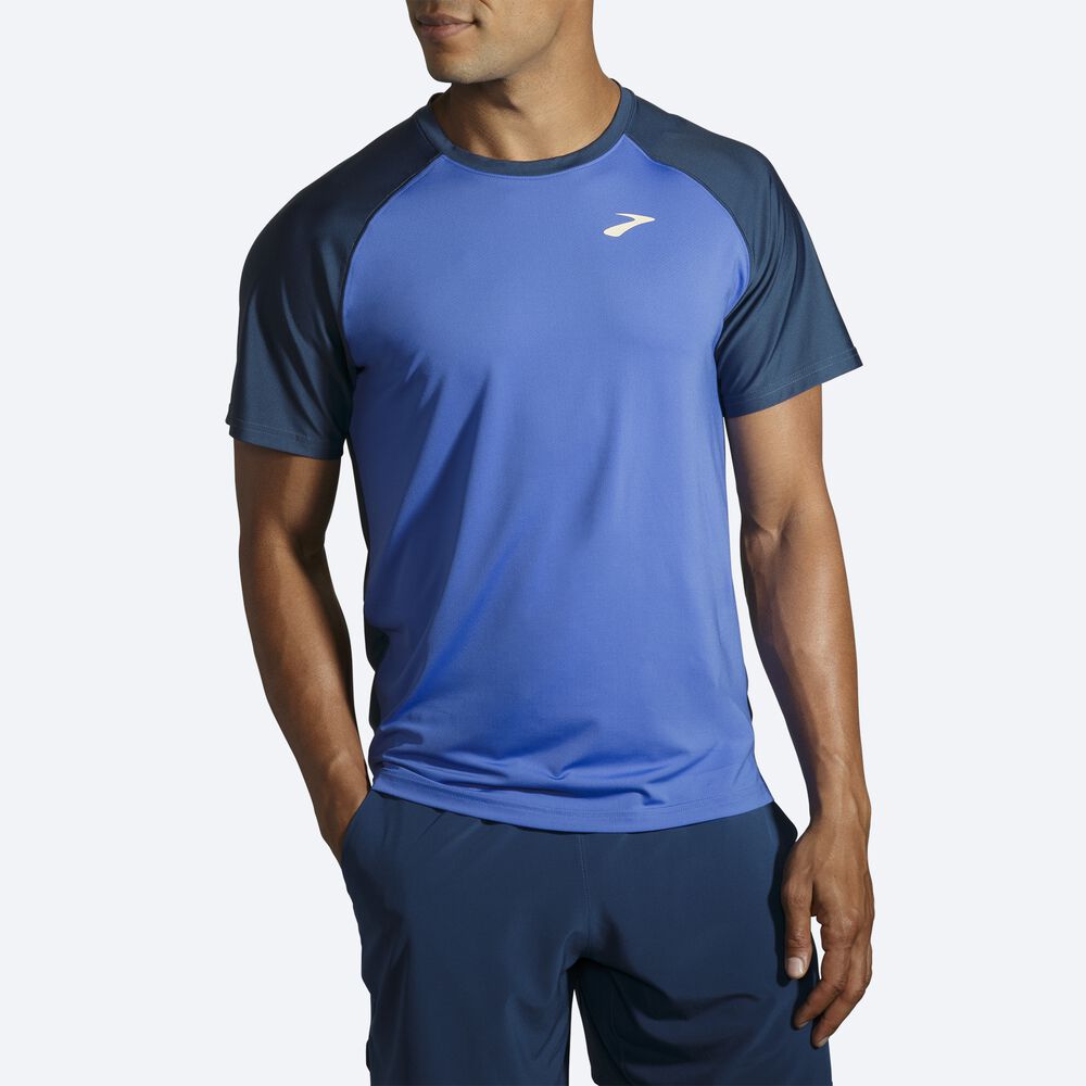 Brooks Run Within Short Sleeve T-shirt Herr Blå/Indigo | NCT-809236