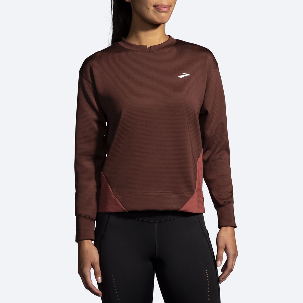 Brooks Run Within Sweatshirt Dam Choklad/Koppar | KMF-169835