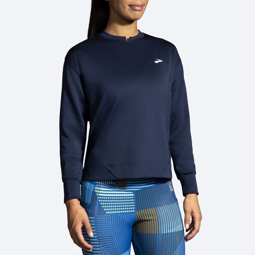 Brooks Run Within Sweatshirt Dam Marinblå | QIK-764891