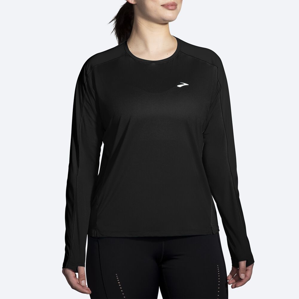 Brooks Sprint Free Long Sleeve 2.0 T-shirt Dam Svarta | RAV-580129