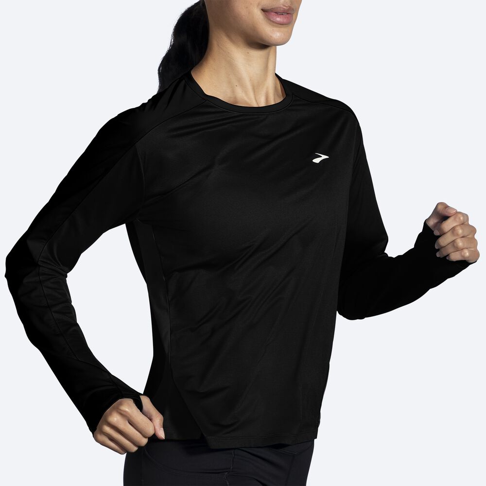 Brooks Sprint Free Long Sleeve 2.0 T-shirt Dam Svarta | RAV-580129