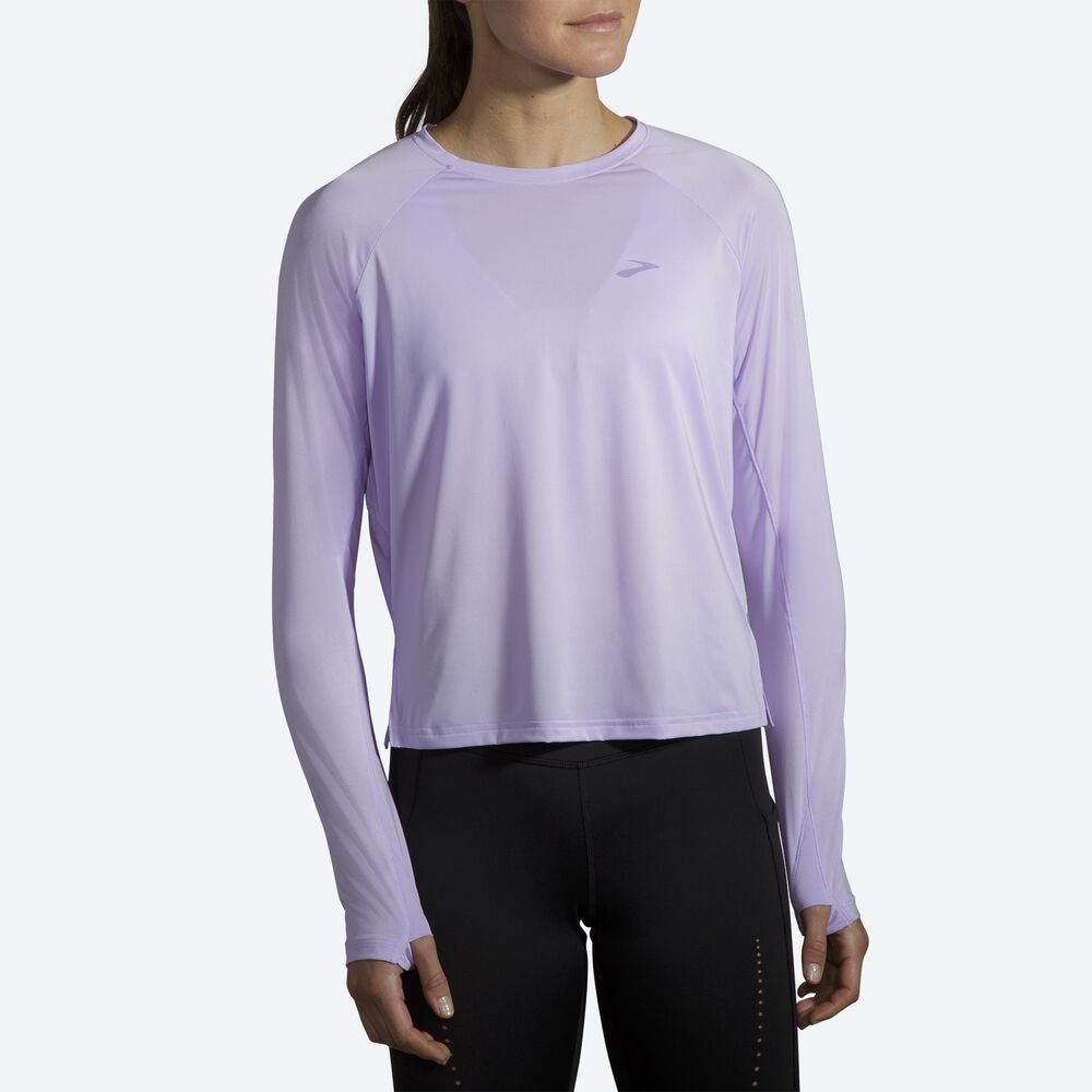 Brooks Sprint Free Long Sleeve T-shirt Dam Lila Grå | DHL-731869