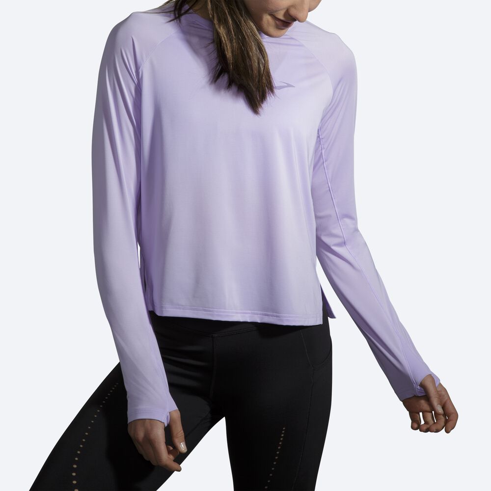 Brooks Sprint Free Long Sleeve T-shirt Dam Lila Grå | DHL-731869