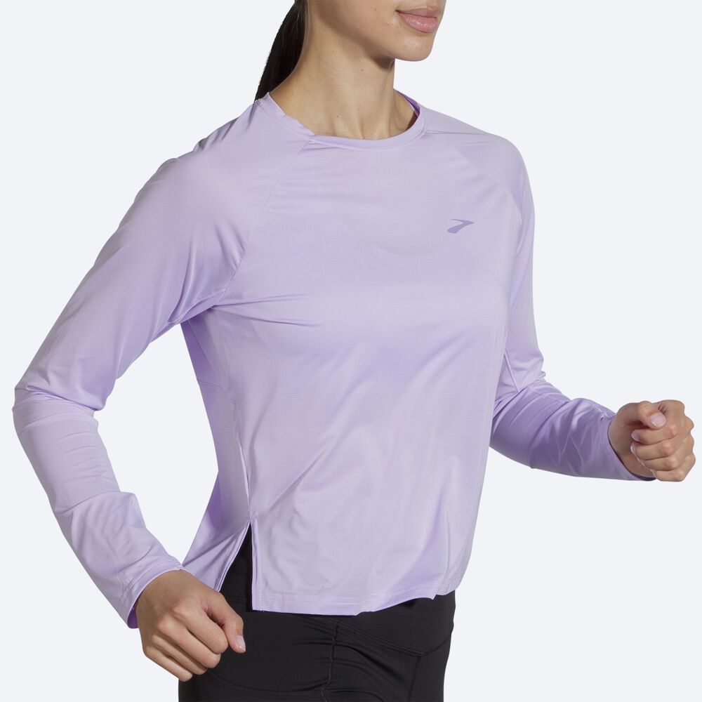 Brooks Sprint Free Long Sleeve T-shirt Dam Lila Grå | DHL-731869