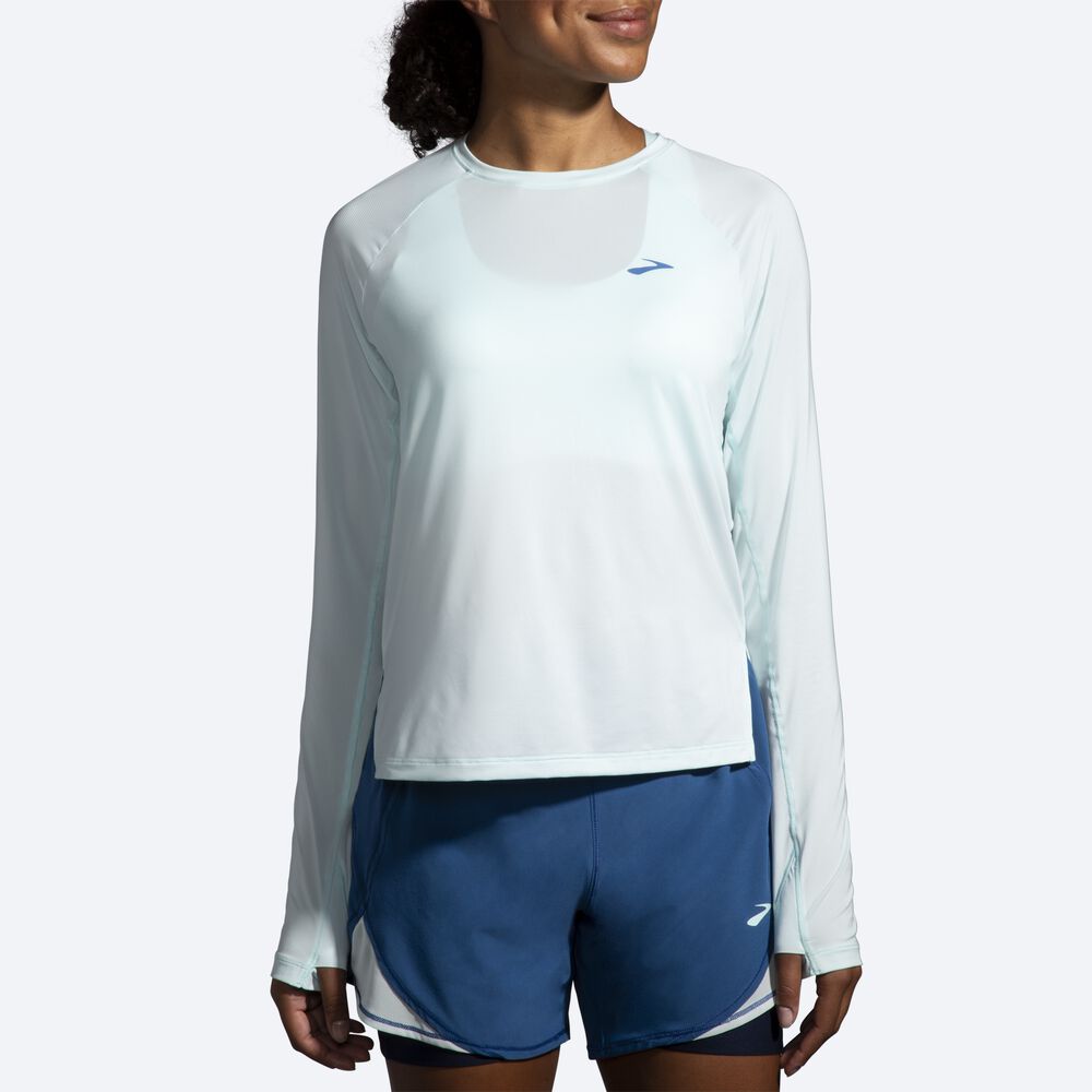 Brooks Sprint Free Long Sleeve T-shirt Dam Blå | QLG-456093