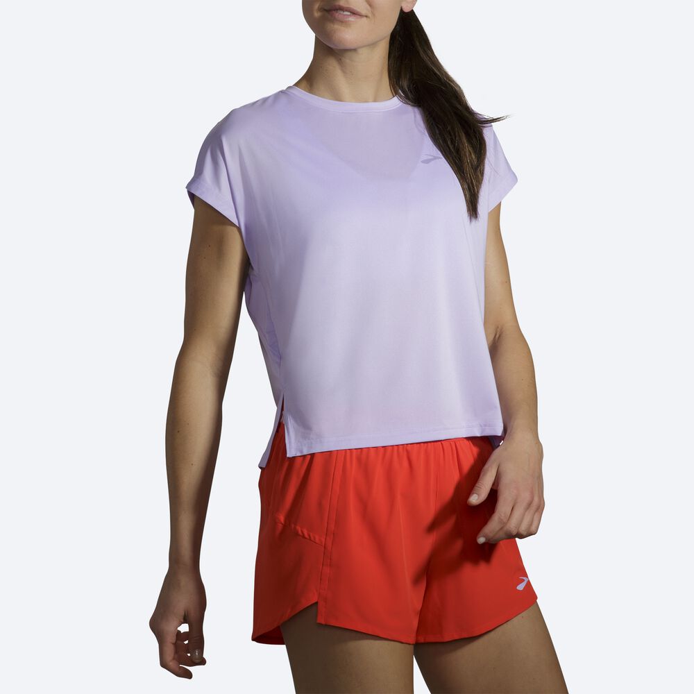 Brooks Sprint Free Short Sleeve T-shirt Dam Lila Grå | JUS-283691